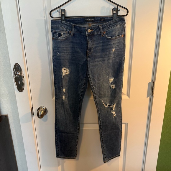 Lucky Brand Blue Ankle Cropped Jeans Distressed - Picture 1 of 4
